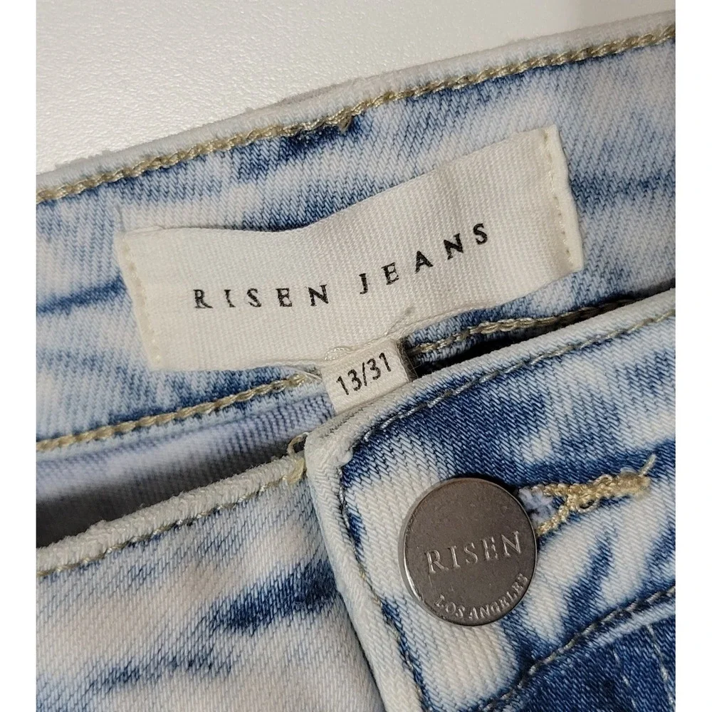 RISEN Straight Relaxed Subtle Flare Distressed Jeans